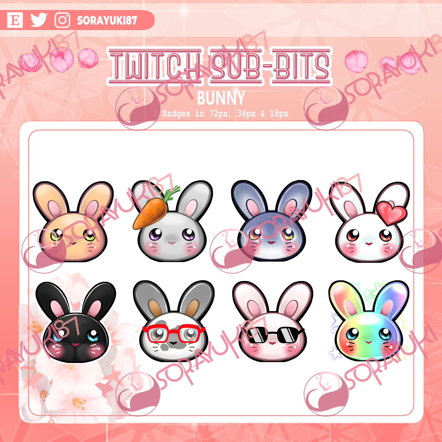 TWITCH BADGES sub/bits bunny